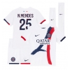 Camiseta Paris Saint-Germain Nuno Mendes #25 Segunda Equipación Replica 2025-26 para niños mangas cortas (+ Pantalones cortos)